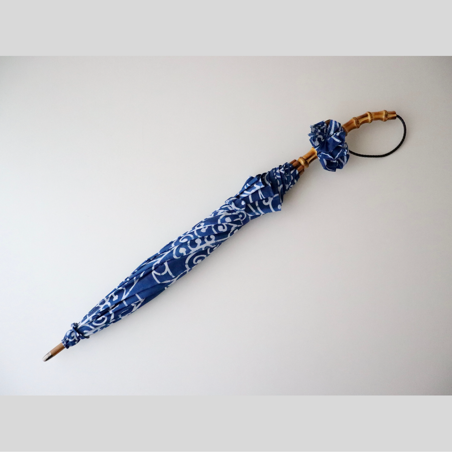 長板両面正藍染の日傘「藍影 - 波」