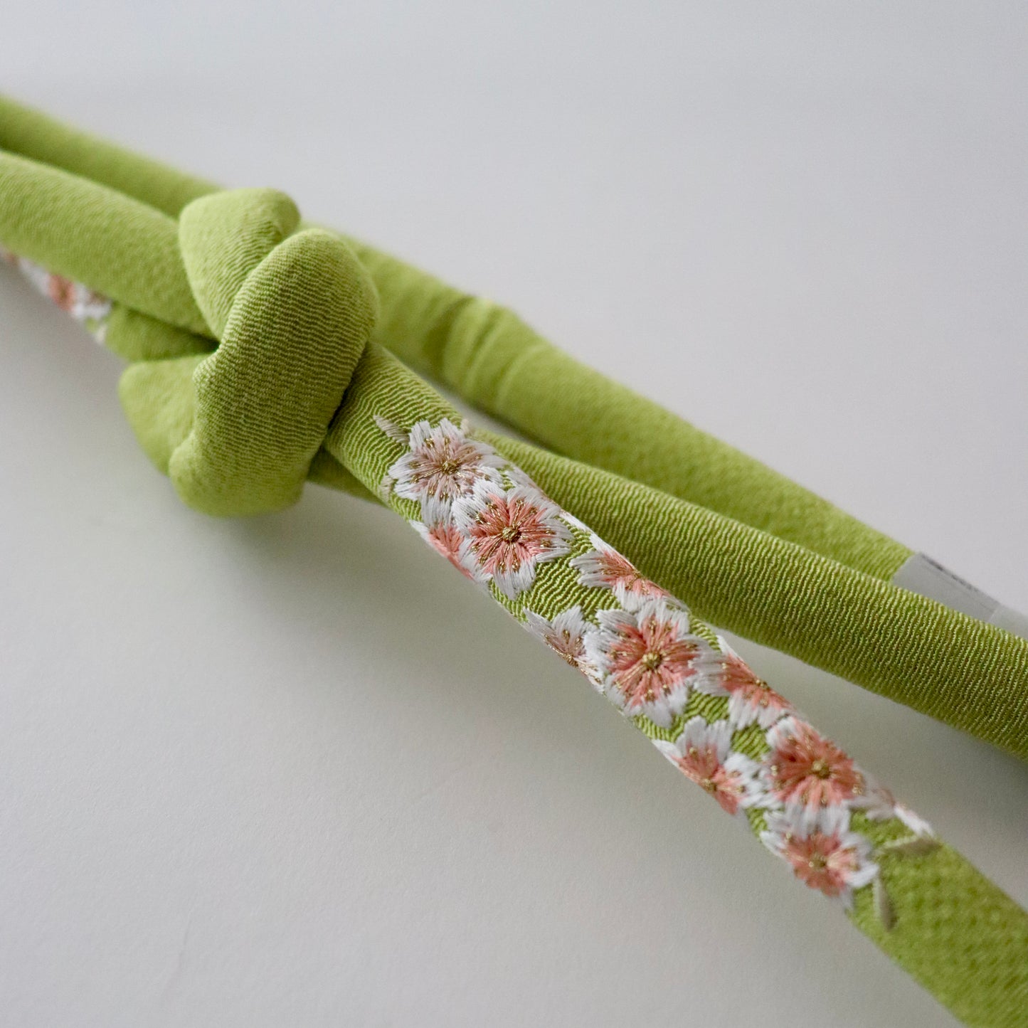 帯締め | 七五三 | 七歳 | 正絹 | 丸ぐけ | 満開桜 | 刺繍 | 黄緑 | 大原商店