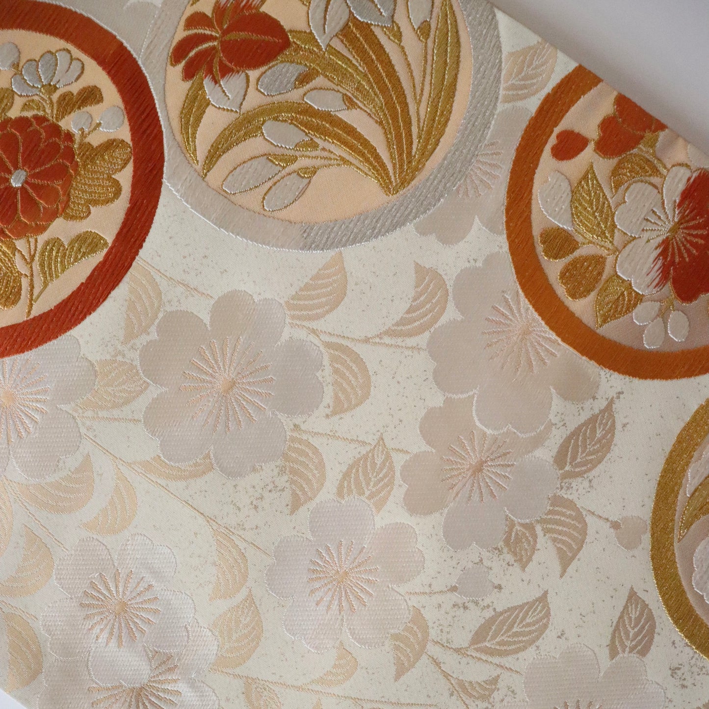 袋帯「桜狂言丸文」梅垣織物