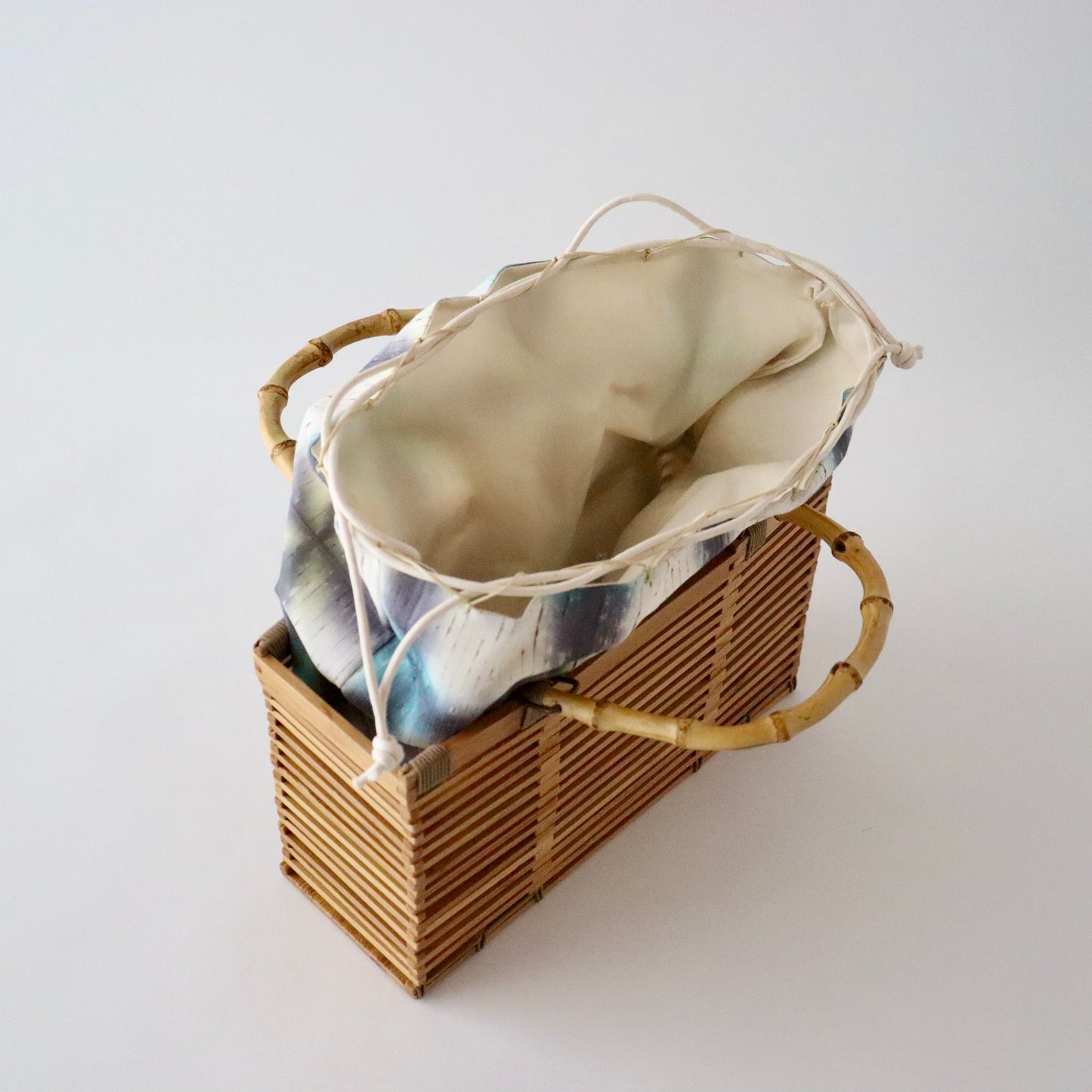 籠バッグ「紬 - blu/gry」大原商店