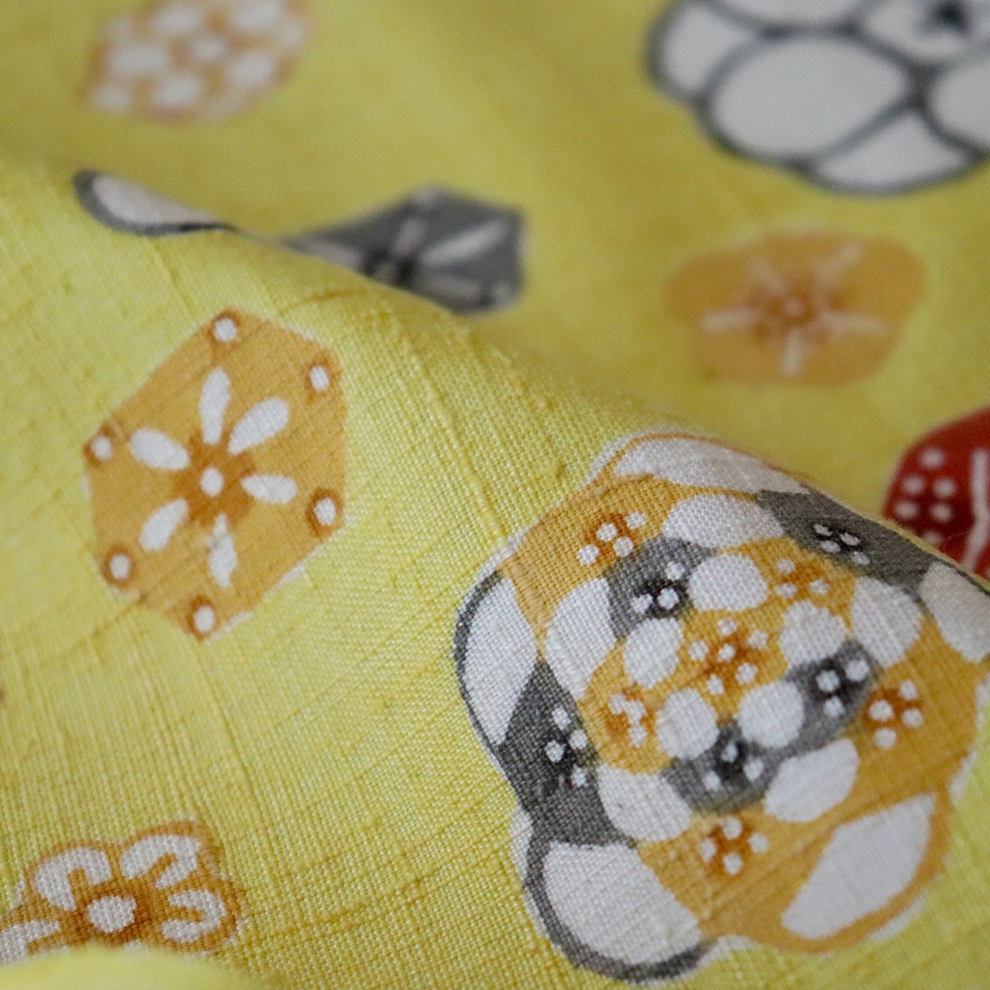 九寸名古屋帯「型絵染 - 花 二月」岡本紘子