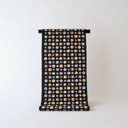 九寸名古屋帯「型絵染 - 丸紋」小島貞二