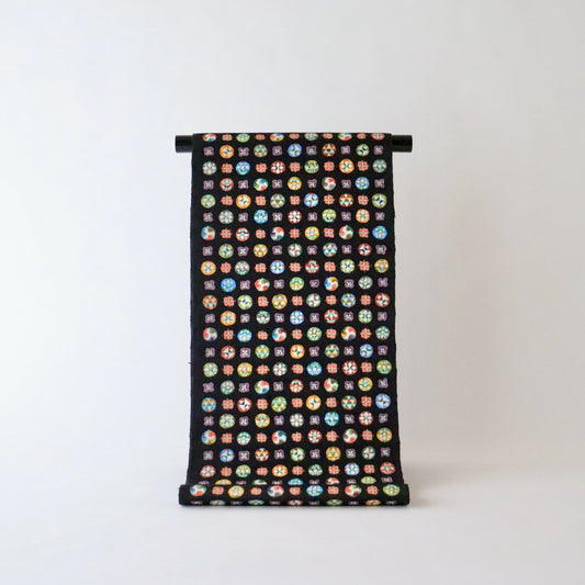 九寸名古屋帯「型絵染 - 丸紋」小島貞二