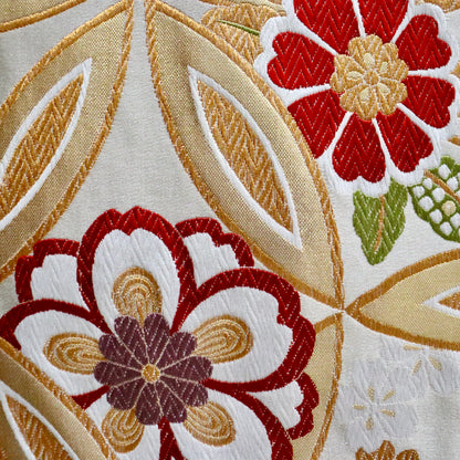 袋帯「花に輪繋ぎ」岡文織物