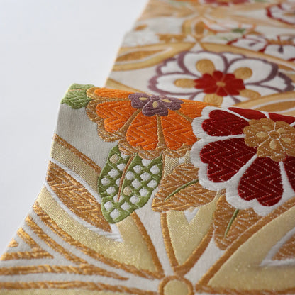 袋帯「花に輪繋ぎ」岡文織物