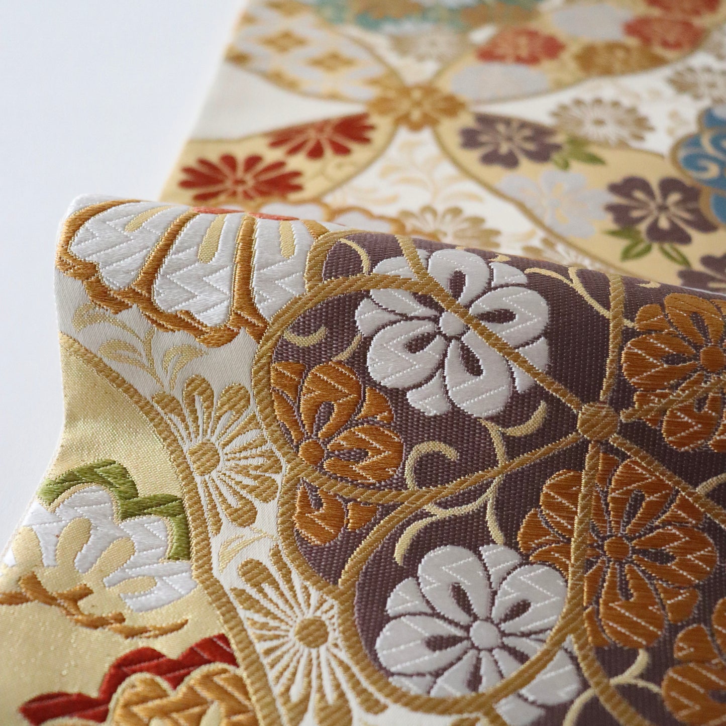 袋帯「春秋 七宝花散文」となみ織物