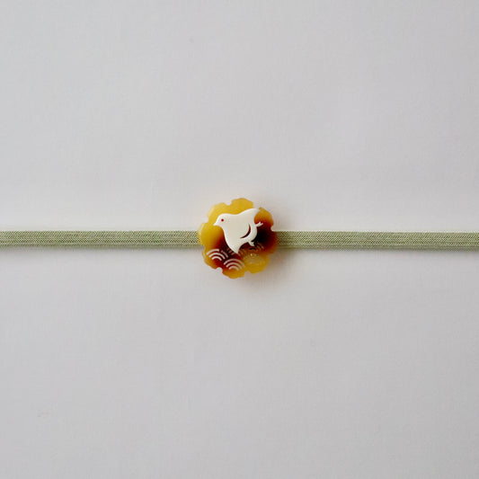 帯留「雪輪千鳥」