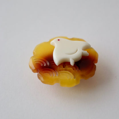 帯留「雪輪千鳥」