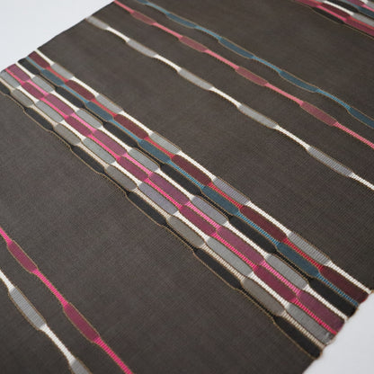 九寸名古屋帯「草木染手織 - 吉野間道」藤山千春 / 錦霞染織工房