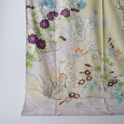 訪問着「手描き京友禅 - 琳派岩草花流水」工芸染匠 成謙