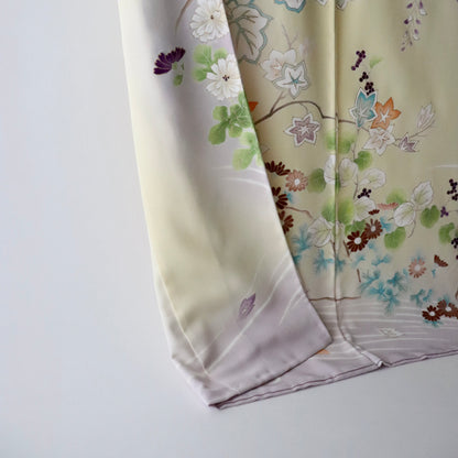 訪問着「手描き京友禅 - 琳派岩草花流水」工芸染匠 成謙