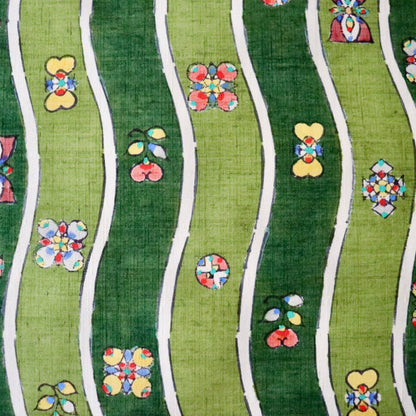 九寸名古屋帯「木版更紗 - よろけ縞」小島貞二