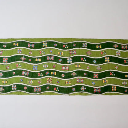 九寸名古屋帯「木版更紗 - よろけ縞」小島貞二