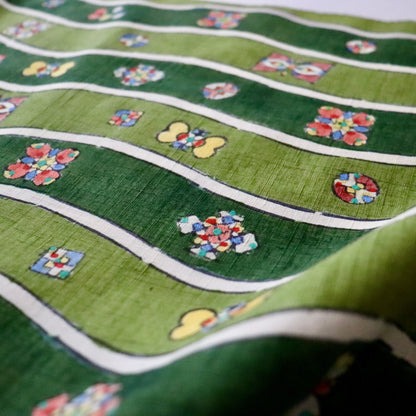 九寸名古屋帯「木版更紗 - よろけ縞」小島貞二