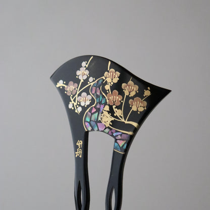 かんざし「梅に螺鈿蒔絵」大原商店