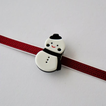 帯留「雪だるま blk」大原商店