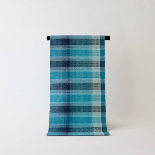 九寸名古屋帯「首里花倉織 - 碧縞」赤嶺真澄