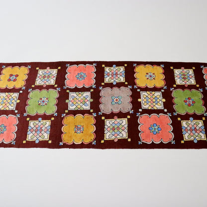 九寸名古屋帯「木版更紗 - 飾り窓」小島貞二