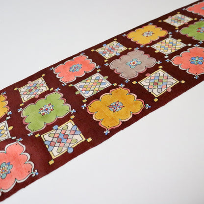 九寸名古屋帯「木版更紗 - 飾り窓」小島貞二