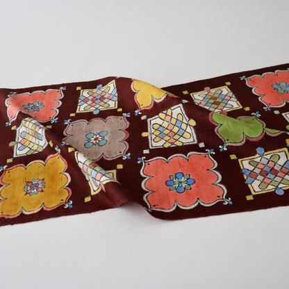 九寸名古屋帯「木版更紗 - 飾り窓」小島貞二