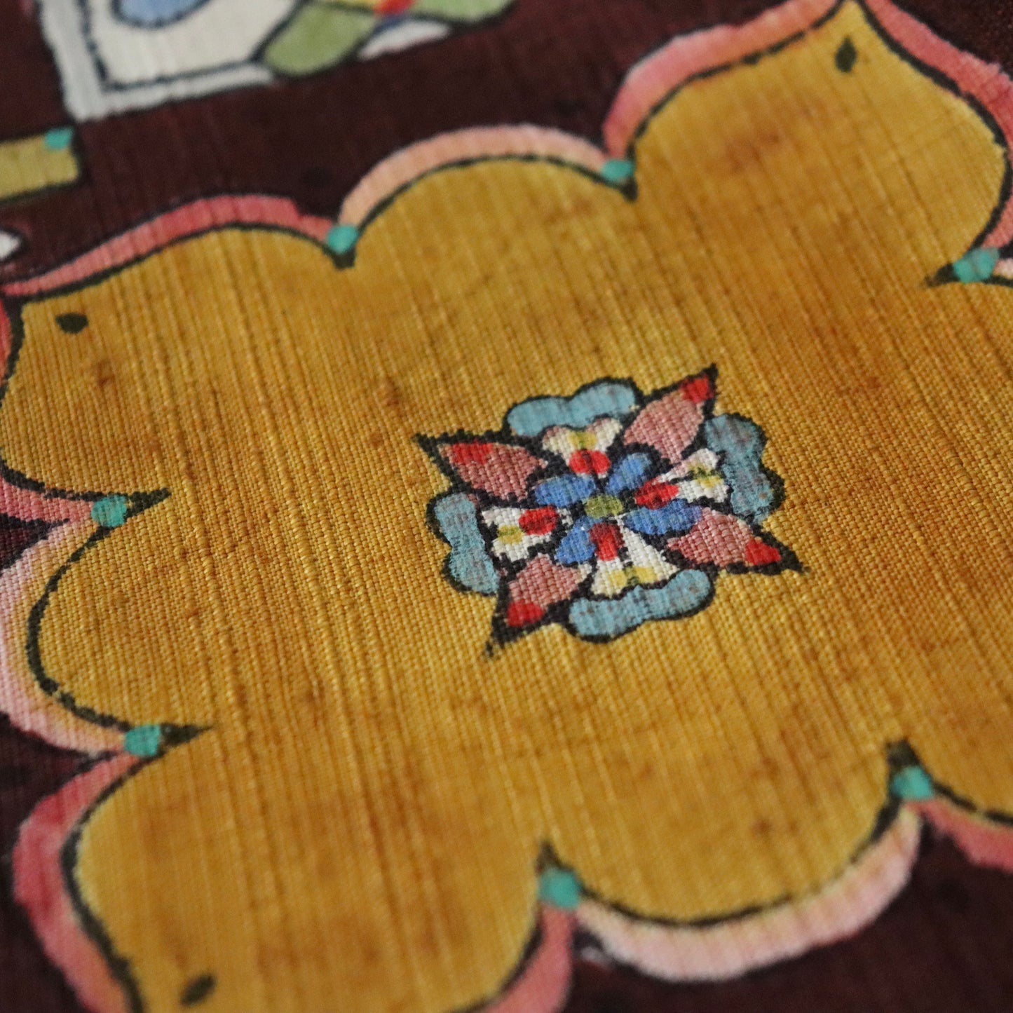 九寸名古屋帯「木版更紗 - 飾り窓」小島貞二