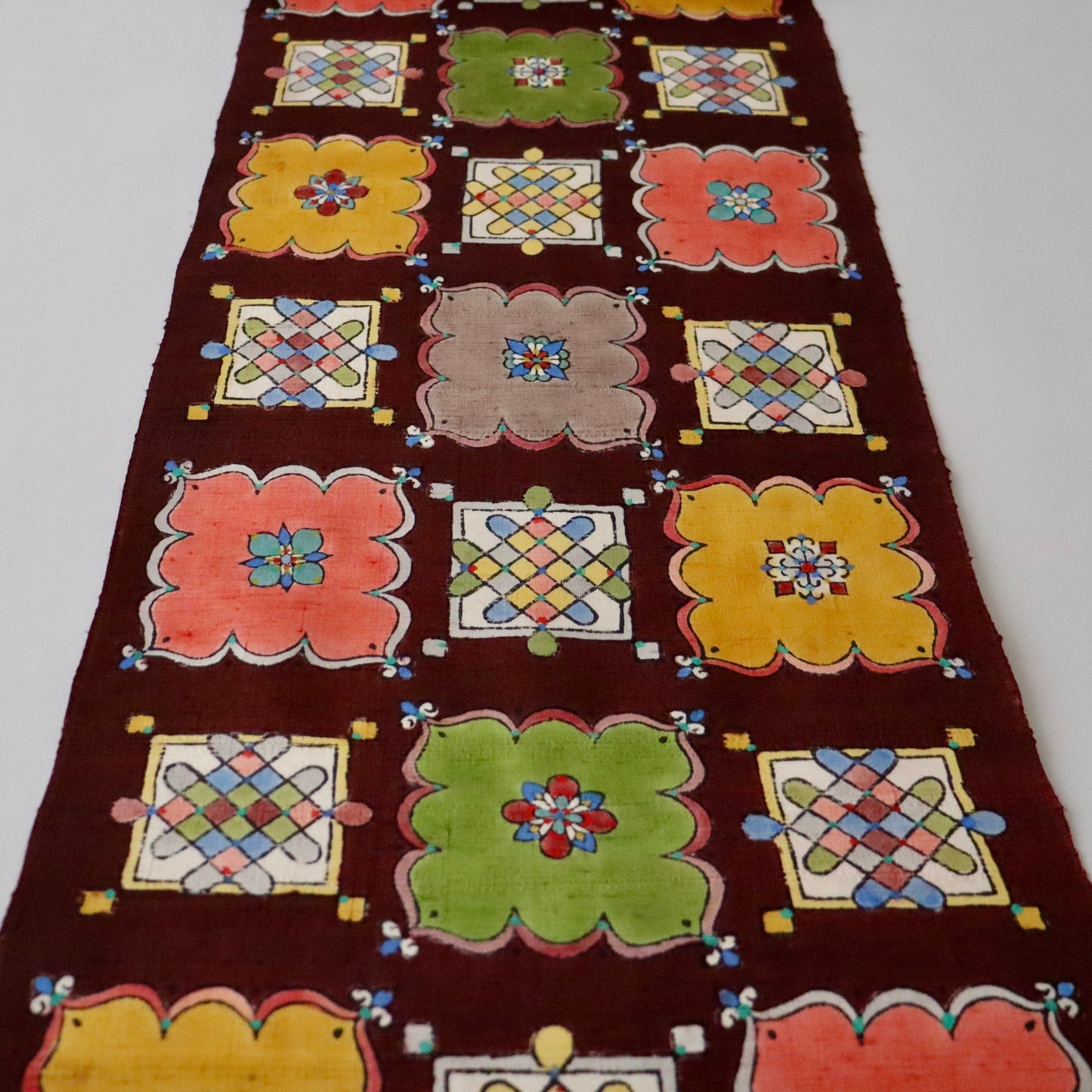 九寸名古屋帯「木版更紗 - 飾り窓」小島貞二