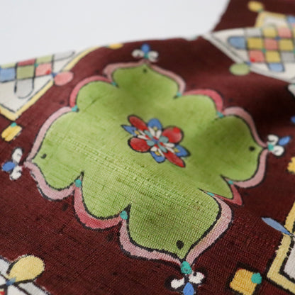 九寸名古屋帯「木版更紗 - 飾り窓」小島貞二