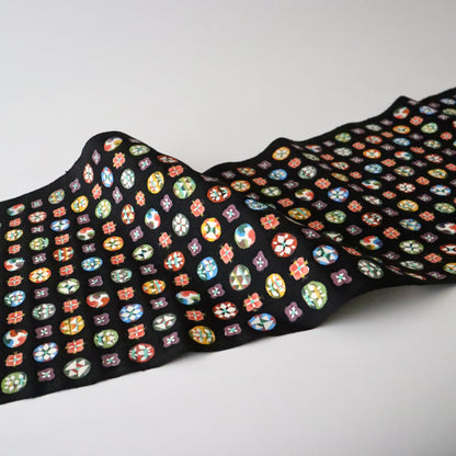 九寸名古屋帯「型絵染 - 丸紋」小島貞二