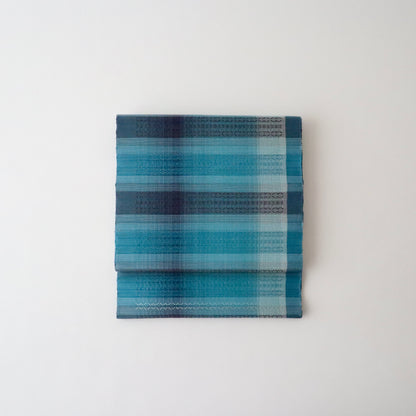 九寸名古屋帯「首里花倉織 - 碧縞」赤嶺真澄