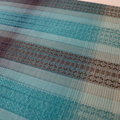 九寸名古屋帯「首里花倉織 - 碧縞」赤嶺真澄