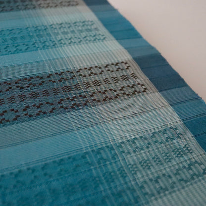 九寸名古屋帯「首里花倉織 - 碧縞」赤嶺真澄