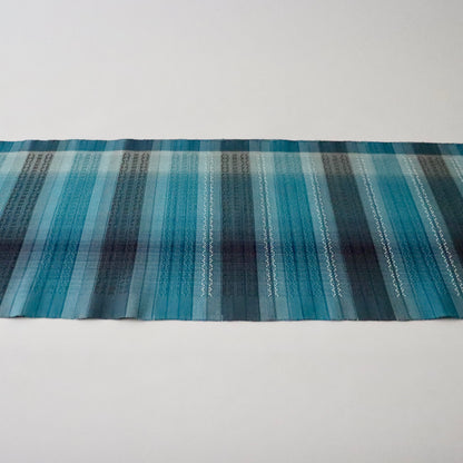 九寸名古屋帯「首里花倉織 - 碧縞」赤嶺真澄
