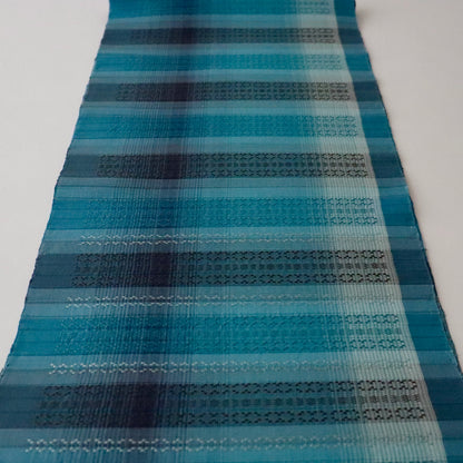 九寸名古屋帯「首里花倉織 - 碧縞」赤嶺真澄