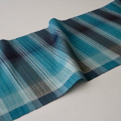 九寸名古屋帯「首里花倉織 - 碧縞」赤嶺真澄