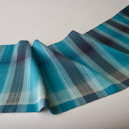 九寸名古屋帯「首里花倉織 - 碧縞」赤嶺真澄