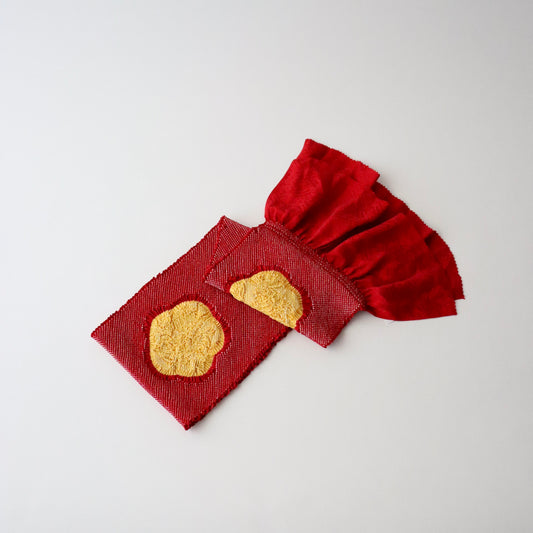 絞染帯揚げ「大華 - 黄赤」