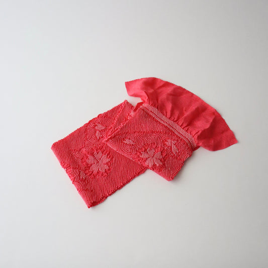 絞染帯揚げ「桜流水 - 躑躅色」