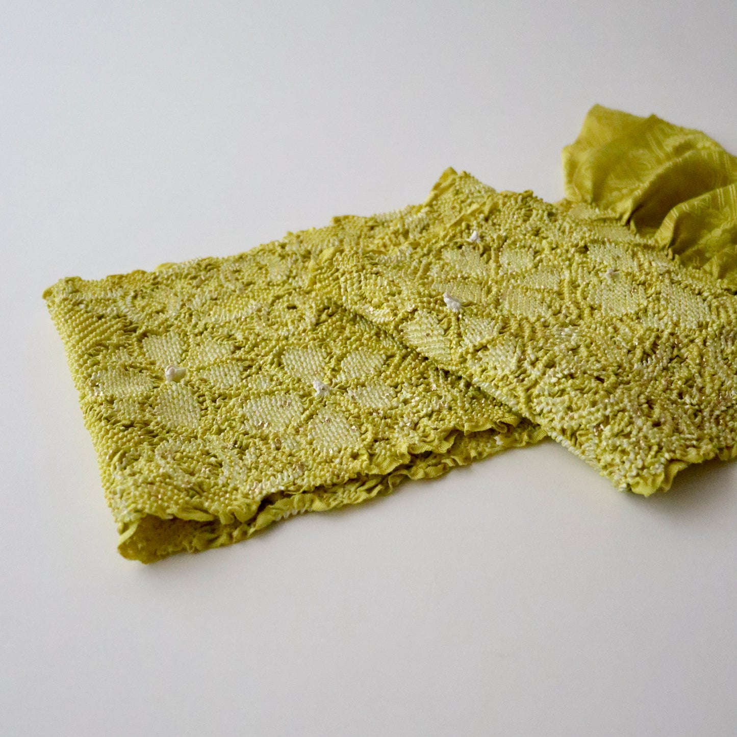 絞染帯揚げ「八重桜 - 黄緑」大原商店