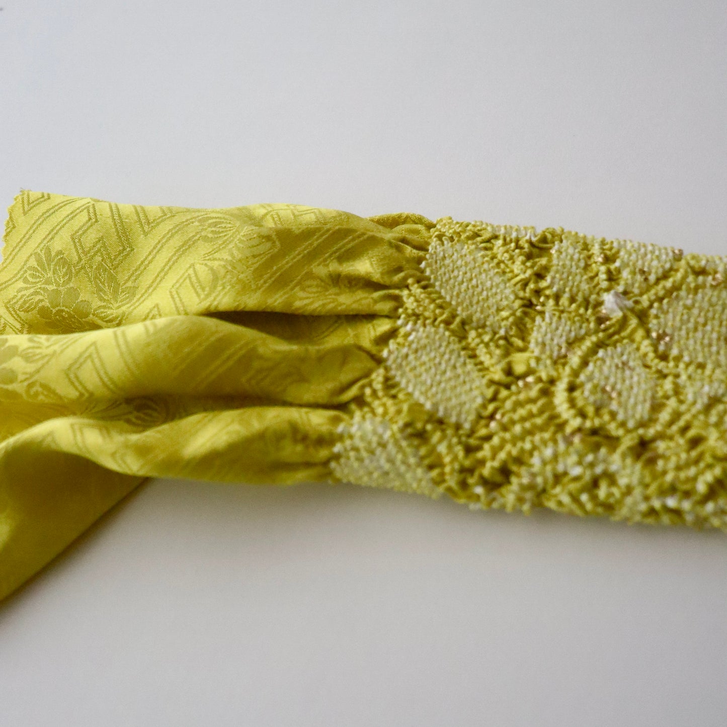 絞染帯揚げ「八重桜 - 黄緑」大原商店