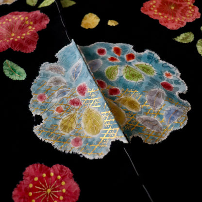 京友禅 | 御祝着フルセット | 七五三 | 七歳 | 正絹 | 黒 | 絞染 | 雪輪桜 | 松井青々