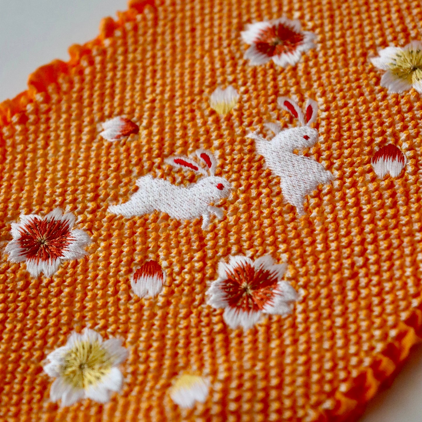 帯揚げ | 七五三 | 七歳 | 正絹 | 桜兎 | 絞染 | 刺繍 | 大原商店