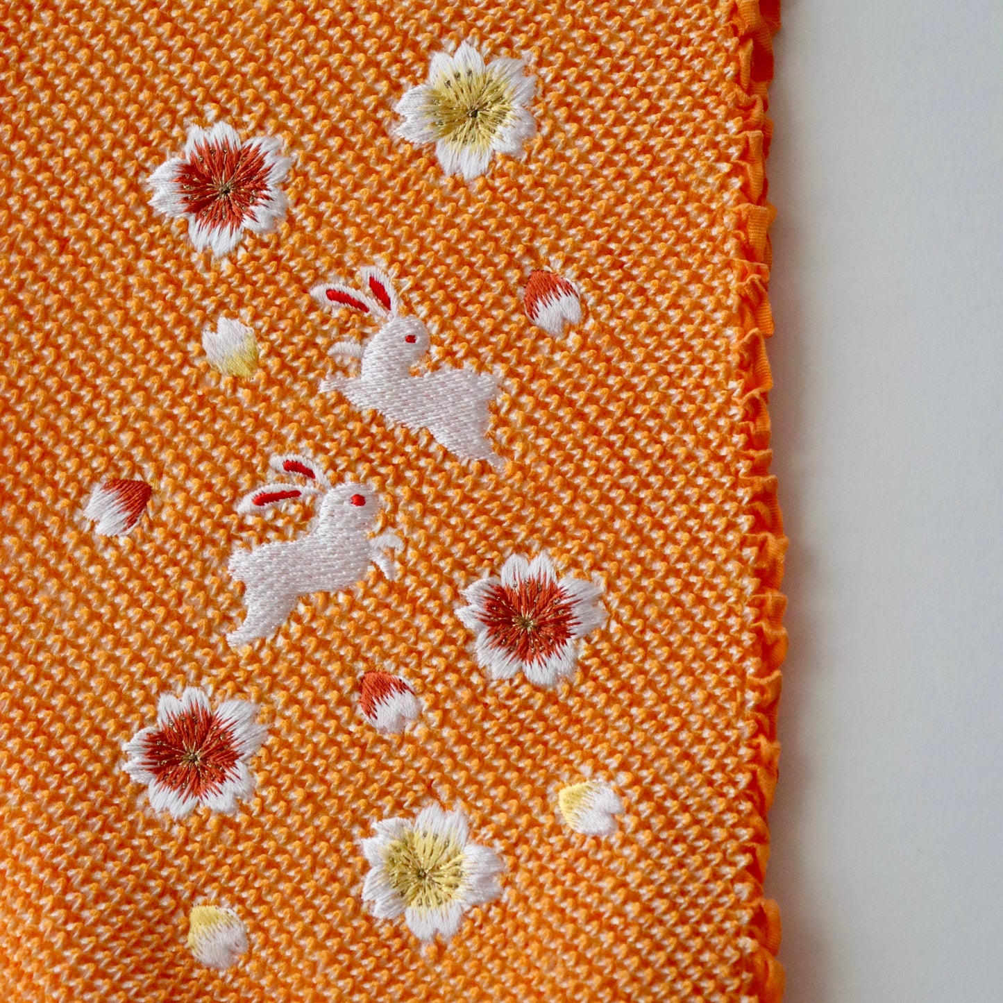 帯揚げ | 七五三 | 七歳 | 正絹 | 桜兎 | 絞染 | 刺繍 | 大原商店