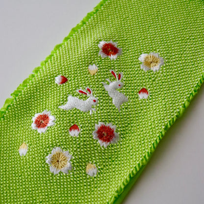 帯揚げ | 七五三 | 七歳 | 正絹 | 桜兎 | 絞染 | 刺繍 | 大原商店