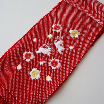 帯揚げ | 七五三 | 七歳 | 正絹 | 桜兎 | 絞染 | 刺繍 | 大原商店