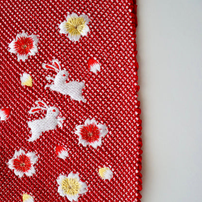 帯揚げ | 七五三 | 七歳 | 正絹 | 桜兎 | 絞染 | 刺繍 | 大原商店