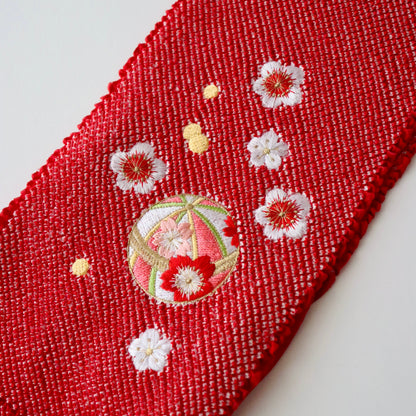 帯揚げ | 七五三 | 七歳 | 正絹 | 桜鞠 | 絞染 | 刺繍 | 大原商店