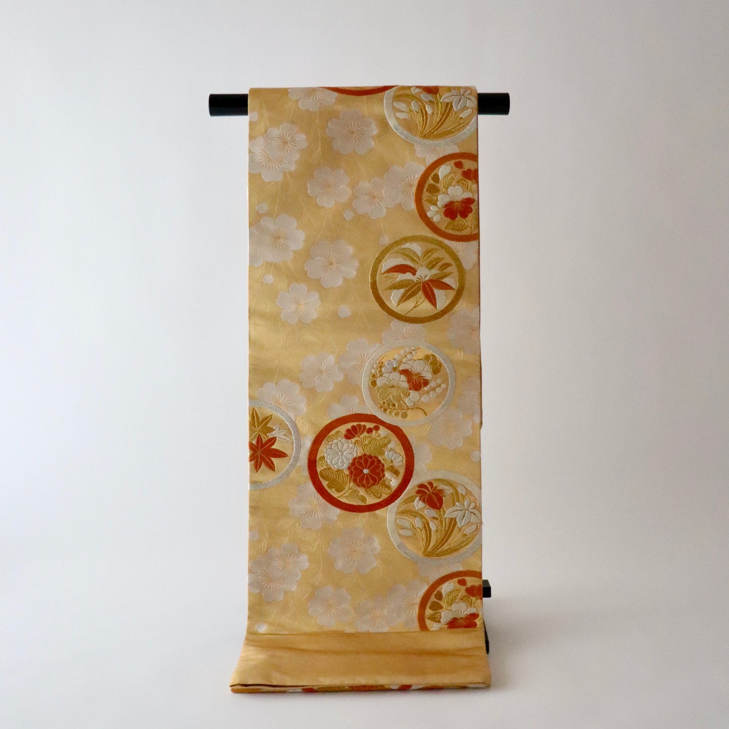 袋帯「桜狂言丸文」梅垣織物