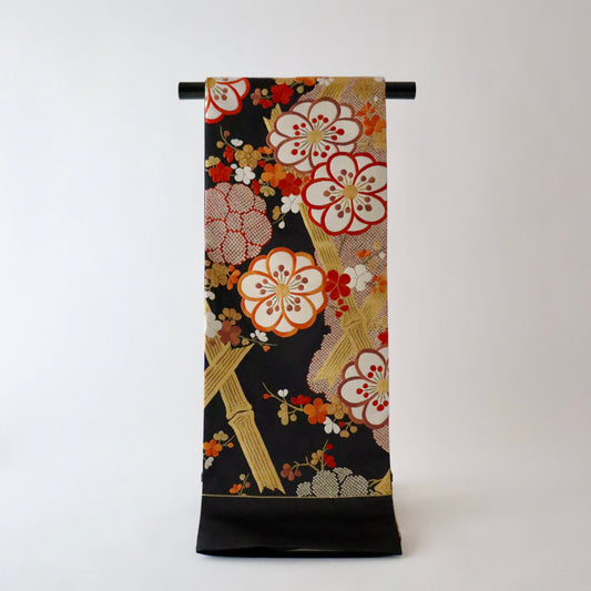 袋帯「竹垣梅花文」梅垣織物