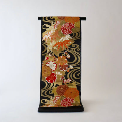 袋帯「流水色紙花文」梅垣織物