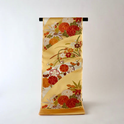 袋帯「斜取春秋花文」梅垣織物